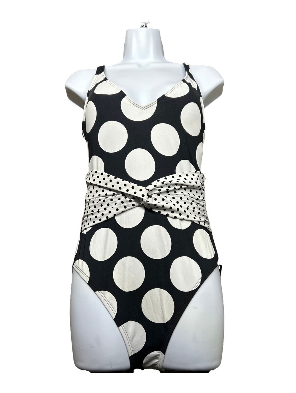 Bleu Rob Beattie Women’s One Piece Swimsuit 6 Black/White Lets Get Dotty Plunge